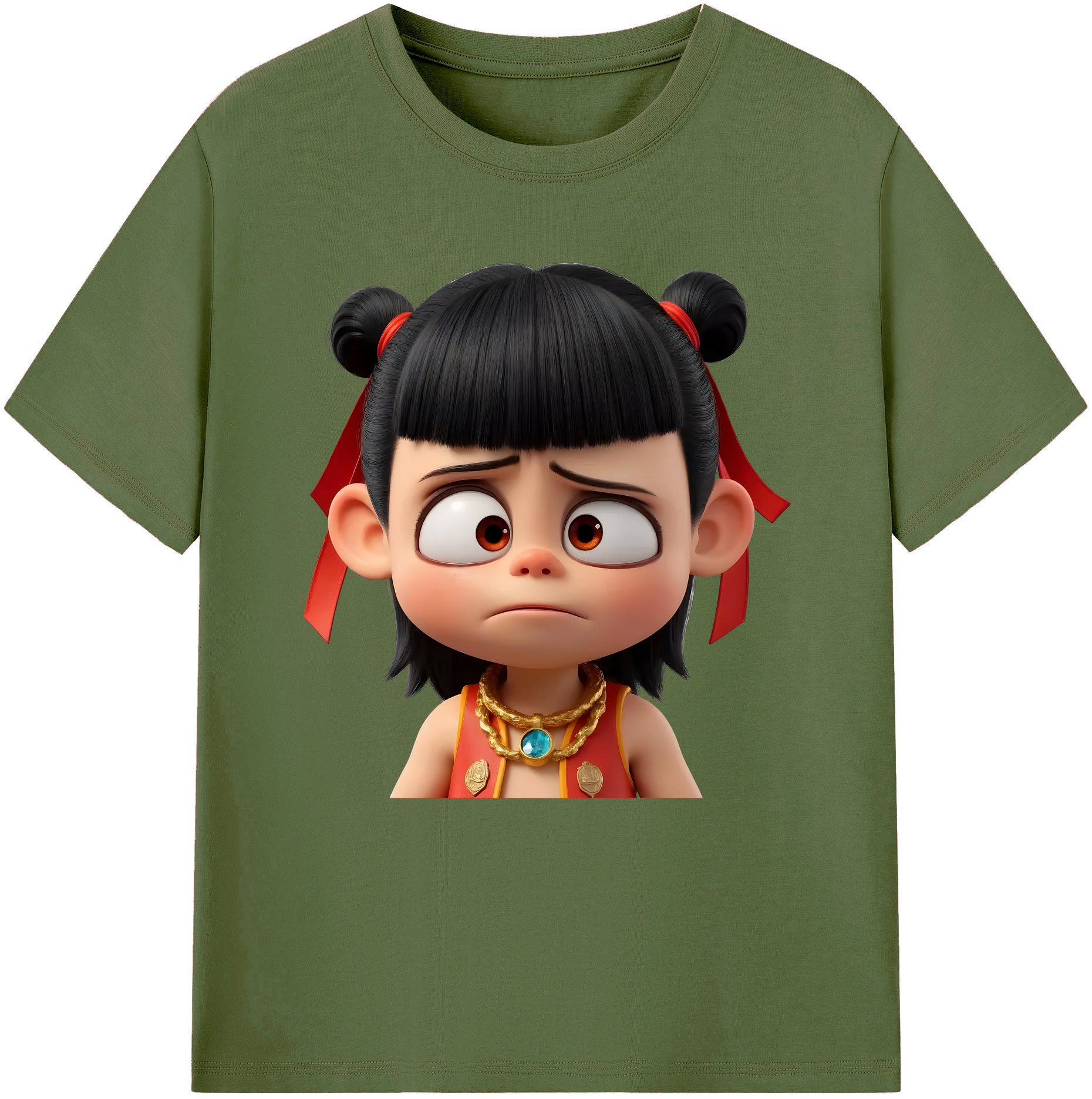 （画像用） Ne Zha 2 ナタ 魔童の大暴れ 綿100％半袖Tシャツ（フロントプリント）